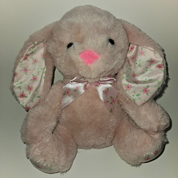 Pink Bunny Rabbit Plush Floral Ears Bow Easter Stuffed Toy Inter-American 2024 - Picture 1 of 7